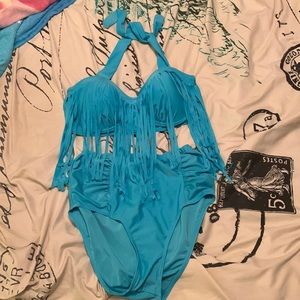 Blue plus size bikini